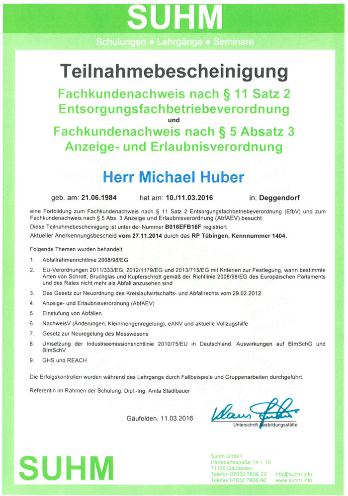 Nachweis EfbV 2016